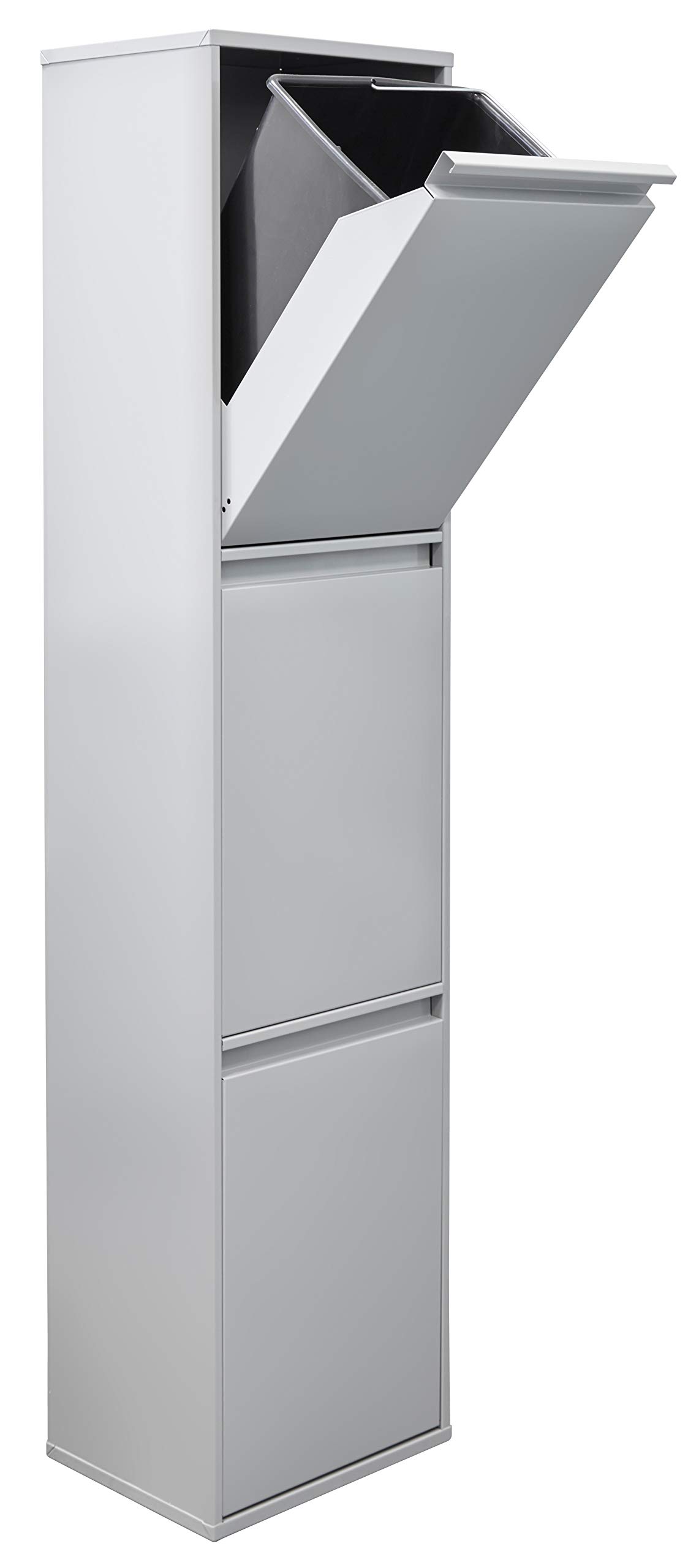 Arregui Basic CR302-B Waste Bin for Waste Collecting Buckets, Steel Cabinet for Differentiated Waste, 3 Drop-Down Doors, 3 x 17 L (51 L), Light Grey