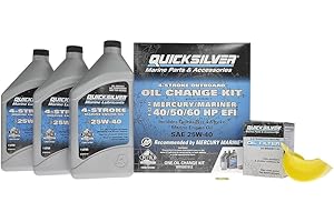 Quicksilver 4-Stroke Oil Change Kit – for Mercury Outboard Engines – 15, 20, 25, 30, 40, 50, 60, 75, 90, 115, 150, 175, 200, 225, 250, 300, 350, 400 HP