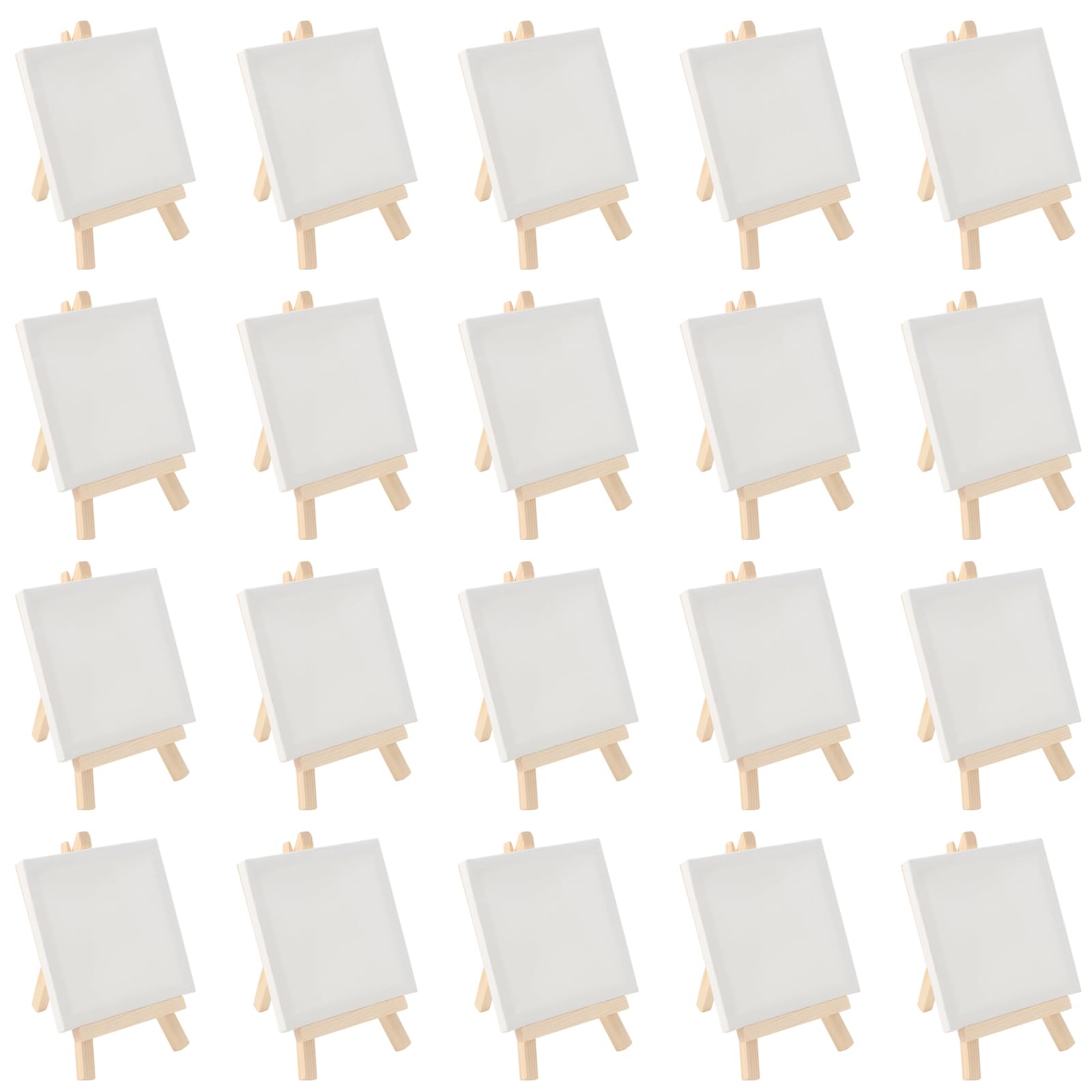 MOUYAT 20PCS Mini Easel with Canvas, Canvas and Easel Set, Adjustable Small Easel Stand for Drawing, Painting, and Artwork