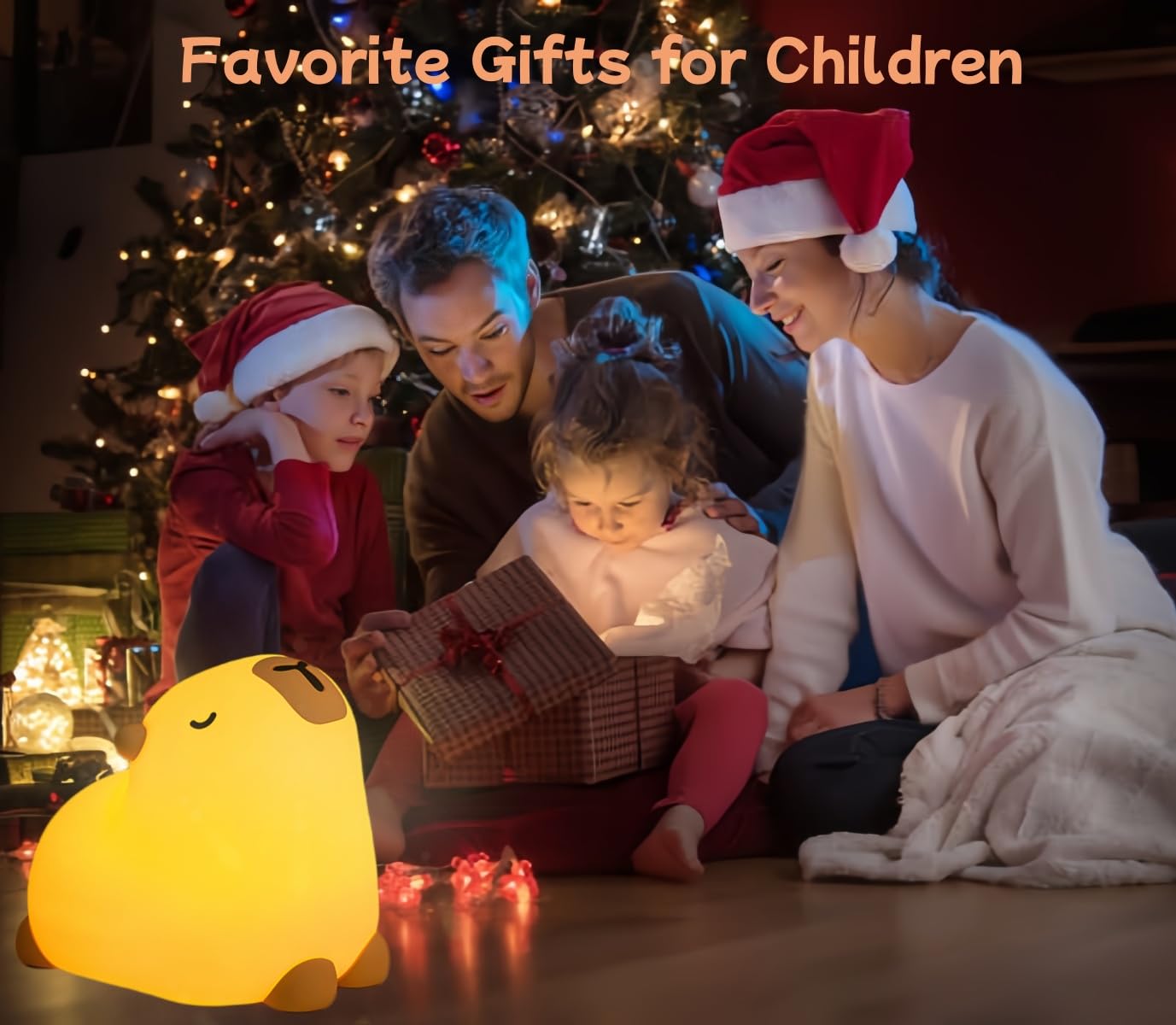 Microwear Cute Capybara Night Light,3 Levels Dimmable,Rechargeable Silicone Touch Lamp for Kids,Adults,Nursery,Bedroom,Desk Decor(Portable,Timer