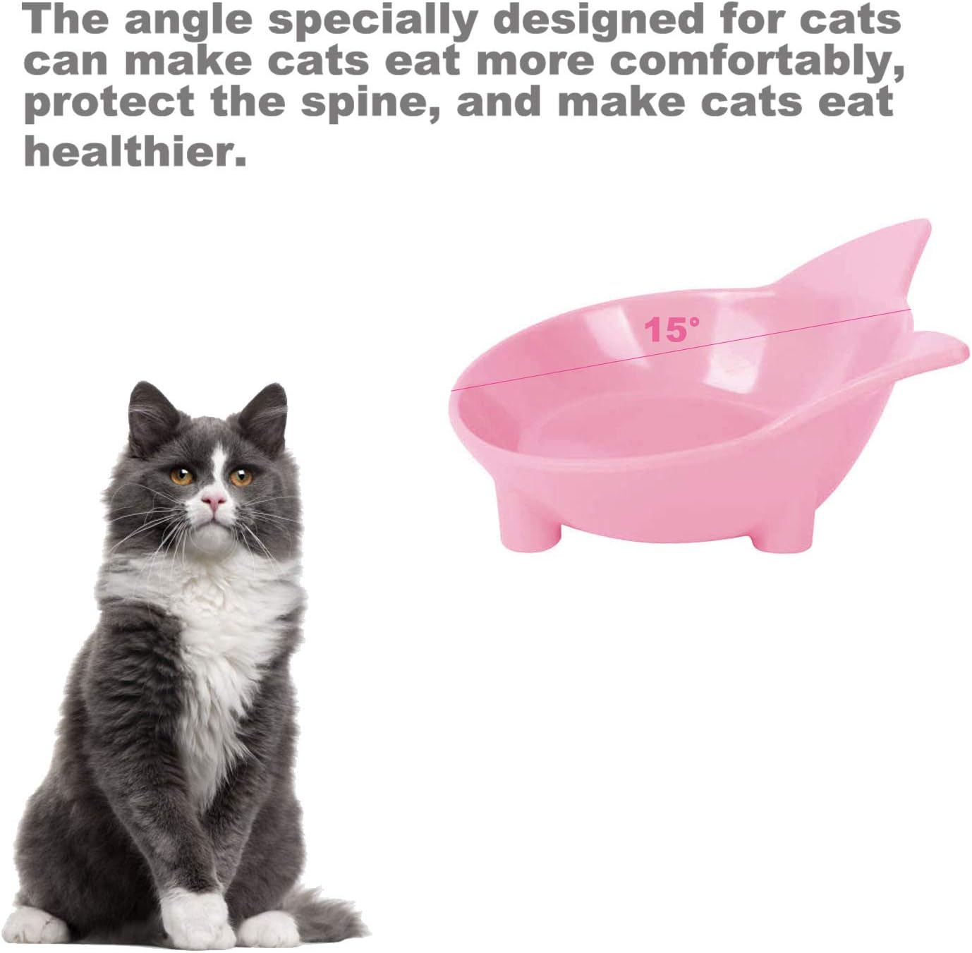 SUOXU Cat Bowls, Anti-slip Multi-purpose Pet Feeding Bowl,Pet Water Bowl Cat Feeding Bowl, 3-Pack Color Cat Dish Cat Food Bowl - Image 3