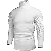 Poriff Men's Casual Slim Fit Basic Tops Knitted Lightweight Turtleneck Pullover Sweater