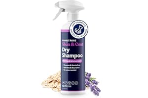Honest Paws Dog Dry Shampoo - Waterless No Rinse Spray Formula Reducing Itch Cleanse Hydrate Nourish Dry Skin and Smelly Coat Help Decrease Odor Shedding and Allergies - Oatmeal & Lavender - 16 oz