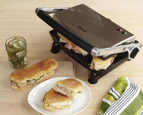 IMUSA USA GAU-80103 Electric Stainless Steel Panini Maker, Silver