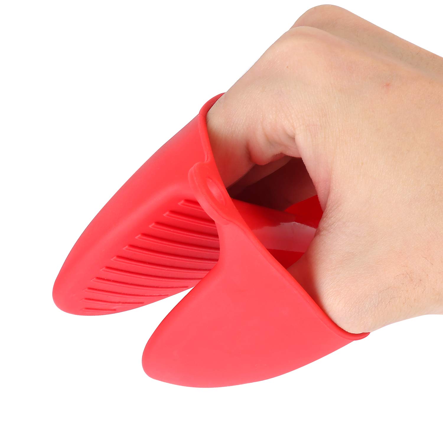 DOTKV Silicone Heat Resistant Cooking Pinch Mitts,Mini Oven Mitts Gloves,Microwave Oven Hand Clip,Baking Oven Gloves,Cooking Pinch Grips,Kitchen Heat Resitant Solution(Set of 2) Red