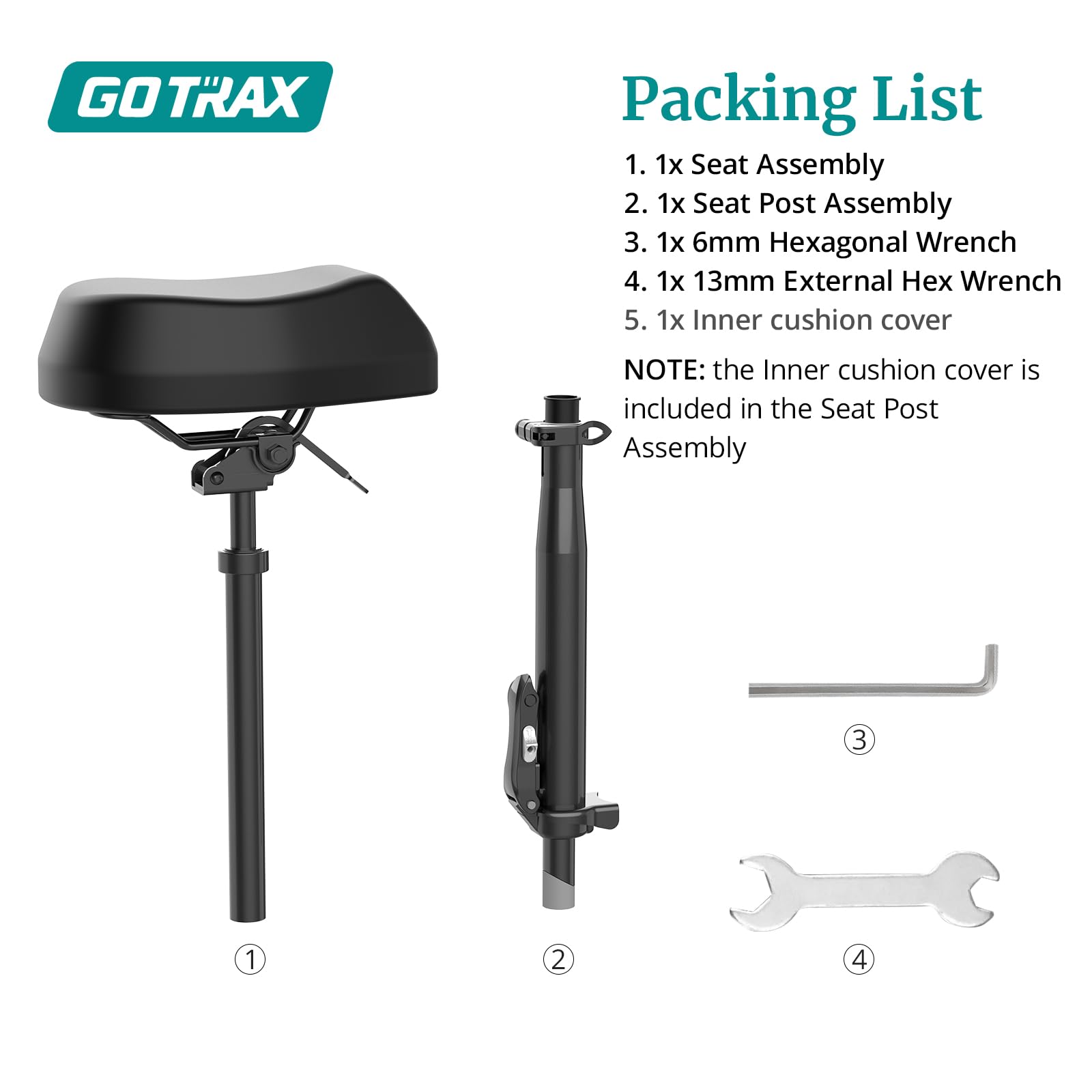 Gotrax Foldable Scooter Saddle Seat, Only for APEX MAX, Fusion E-Scooter, Adjustable, Comfortable with Shock Absorption, Supports up to 264lbs