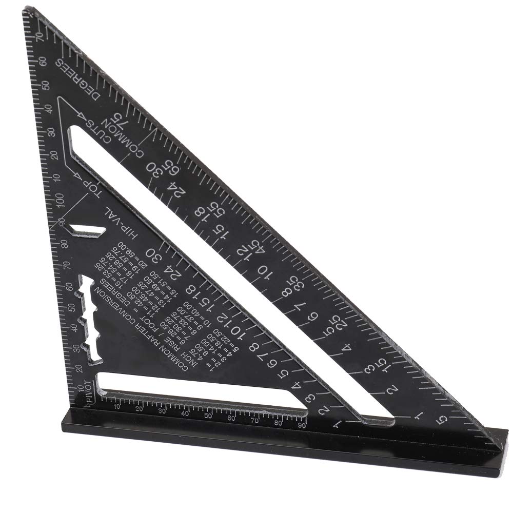 Aluminum Alloy Triangle Ruler, 7" Triangle Protractor Roofing Square Scale Speed High Precision Measuring Tool for Engineer Carpenter