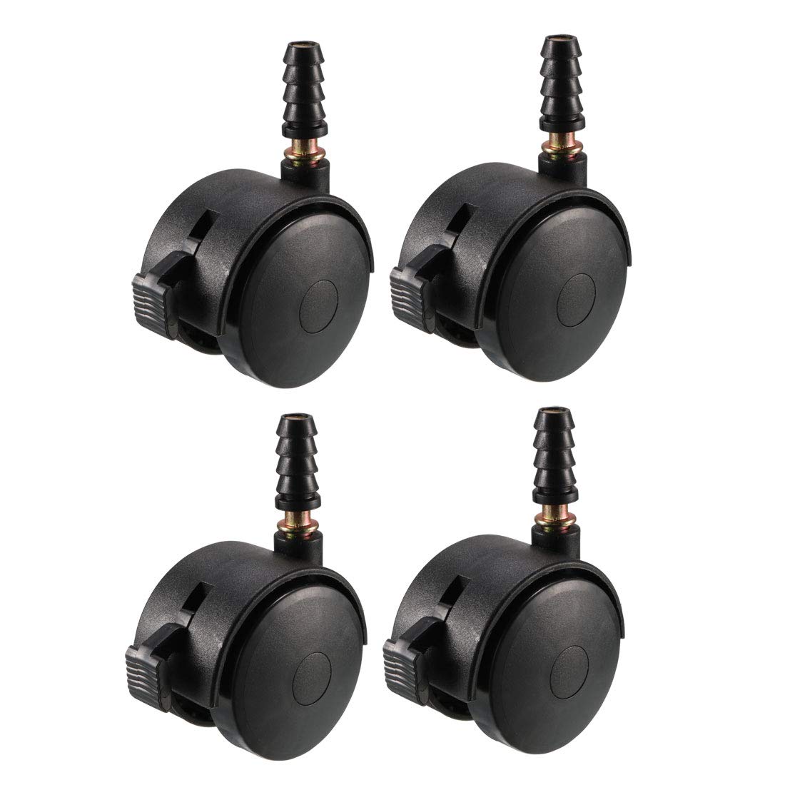 sourcingmap 1.85 Inch Swivel Caster Wheels Grip Neck Stem Caster Black Furniture Wheel with Brake and Mounting Socket, 4pcs
