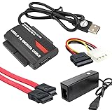 USB 2.0 to S-ATA SATA IDE Converter Adapter Cable with Power Supply for 3.5" 2.5" HDD/SSD Hard Disk CD/DVD-ROM/RW Combo Drive