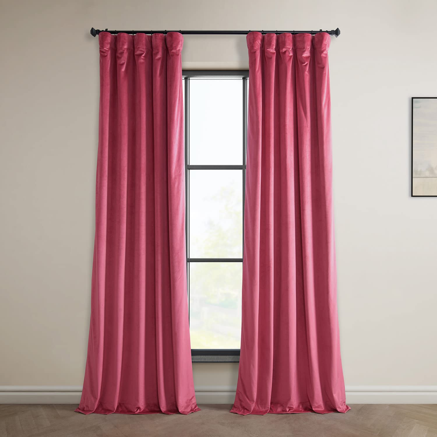 HPD Half Price Drapes Heritage Plush Velvet Curtains 84 Inches Long Room Darkening Curtains for Bedroom & Living Room 50W x 84L, (1 Panel), Dark Pink — image 1