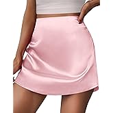 Zeagoo Women's Summer Mini Skirt for Women Satin High Waist Zipper Short Skirt Pink,X-Large
