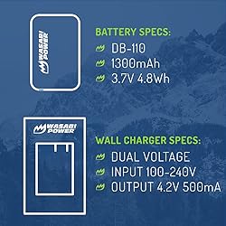Wasabi Power DB-110 Battery (2-Pack) and Charger