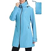 baleaf Women's Long Rain Coat Packable Waterproof Windbreaker Lightweight Cycling Jacket with Hood