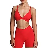 Aoxjox Women's Workout Deep V Adjustable Sport Bras Fitness Serena Bra Yoga Crop Tank