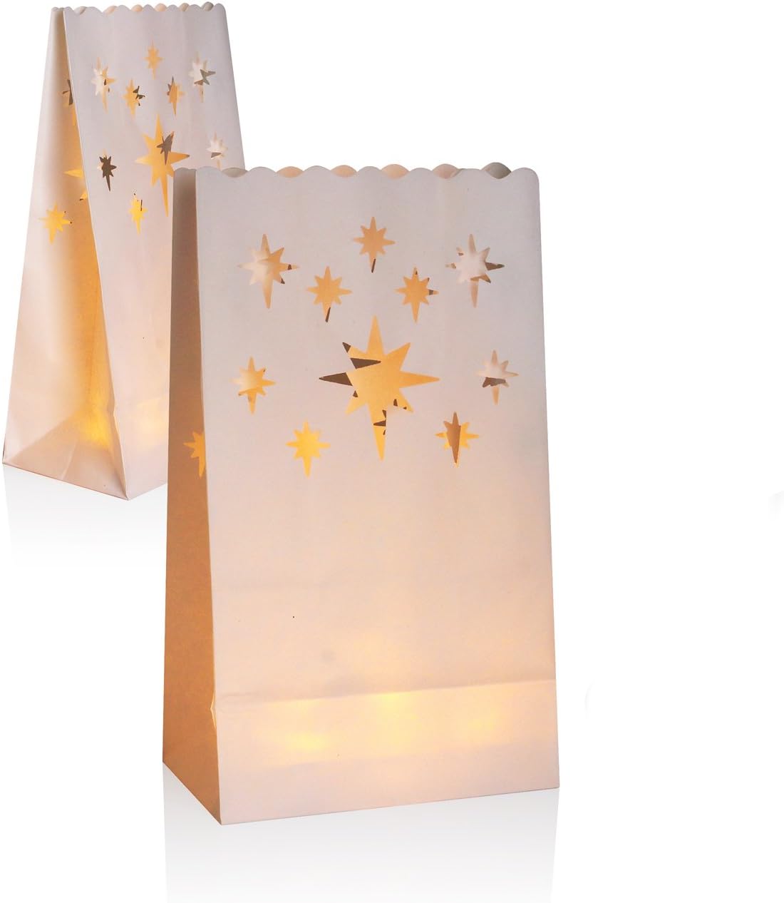 30-Set Flameless Tealight + Candle Bag, ANZOME Flickering LED Tealight Tea Lights w/ Flame Resistant Paper Luminary Bags for Wedding, Reception, Party and Event Decor