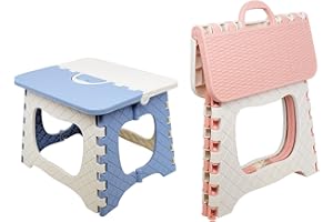 GKYZBB 2pcs Foldable Step Stool, Plastic Foot Stool Sturdy Enough to Support Adults and Secure Enough, Perfect for Kitchen, B
