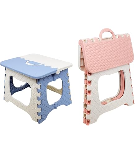 Dyforce 16" Folding Step Stool – 400 Lbs Capacity, Lightweight Plastic With Handle, Non-Slip, Grey
