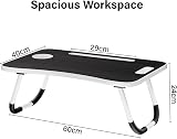 Vivo Technologies Foldable Laptop Table Bed Tray Desk with Cup Holder Black view 4