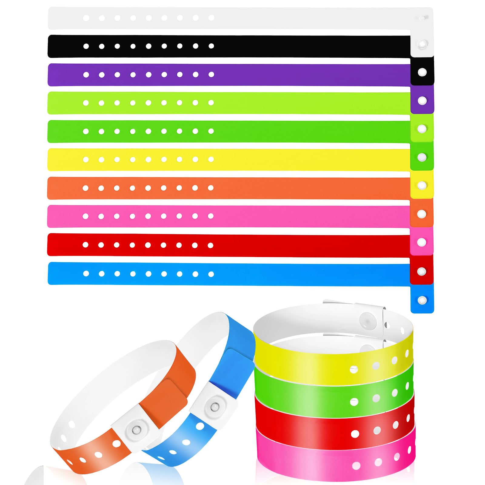 Photo 1 of 60 Pcs Vinyl Wristband in 10 Colors, Plastic Wristbands for Events, Neon Plastic Event Wristbands, Colored Bracelet Wristband for Events, Concerts, Carnivals, Nightclubs, Bars, Park