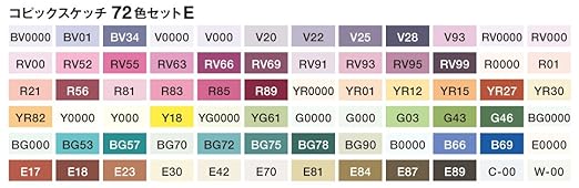 Copic Marker 72 Piece E Sketch Set Copic Marker 72 Piece E Sketch Set