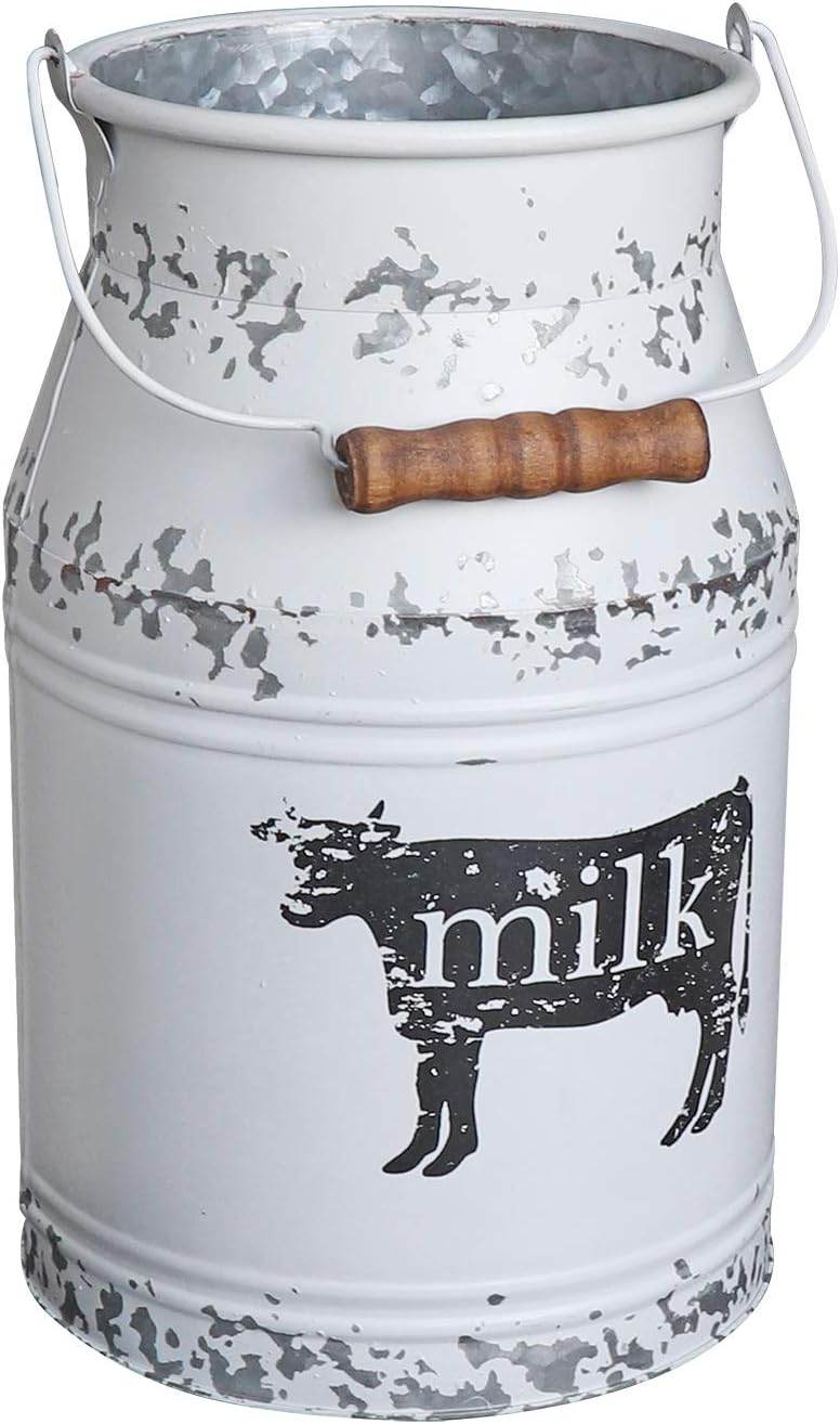 MISIXILE Metal Cow Farm Milk Can Vintage Galvanized Large