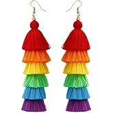 Adoshine Bohemian Tassel Earrings for Women Dangling Chandelier Boho Statement Layer Earrings Long Woven Large Thread Fringe Drop Earrings