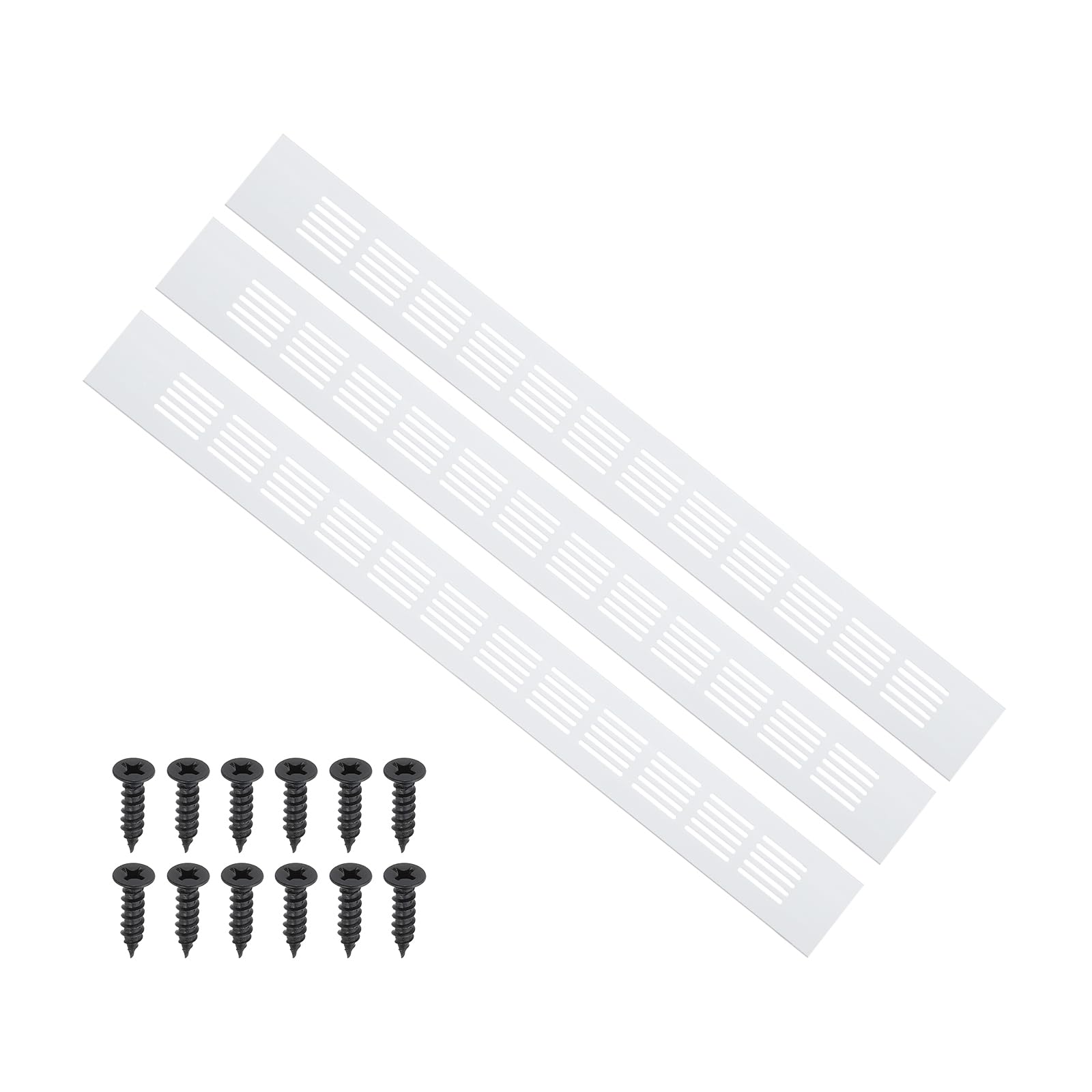 PATIKIL 20 x 2 Inch Door Air Vent Cover, 3 Pcs Heavy Duty Aluminum Grille Ventilation Cover Louvered with Mounting Screws for Cabinet Wardrobe, Silver