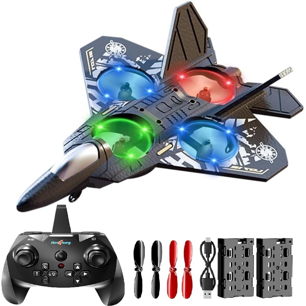 Photo 1 of Remote Control Airplane for Kids Boys Beginners 8-12, RC Plane with Light, 360° Flip Fighter Jet Toys, Stunt Roll, Airplane Toy Gifts for Kids Boys Girls 8-16 Drone for Adults