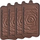 ionEgg Break Apart Silicone Chocolate Bar Molds, Rose Flower Mark, Homemade Protein and Energy Bar Molds, 4 Packs