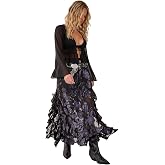 Nasty Gal Floral Devore Ruffle Maxi Skirt