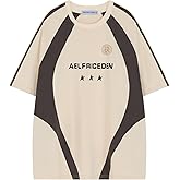 Aelfric Eden Oversized T-Shirt Streetwear Contrast Color Tee Unisex Vintage Racing Tshirts Summer Baggy Tops