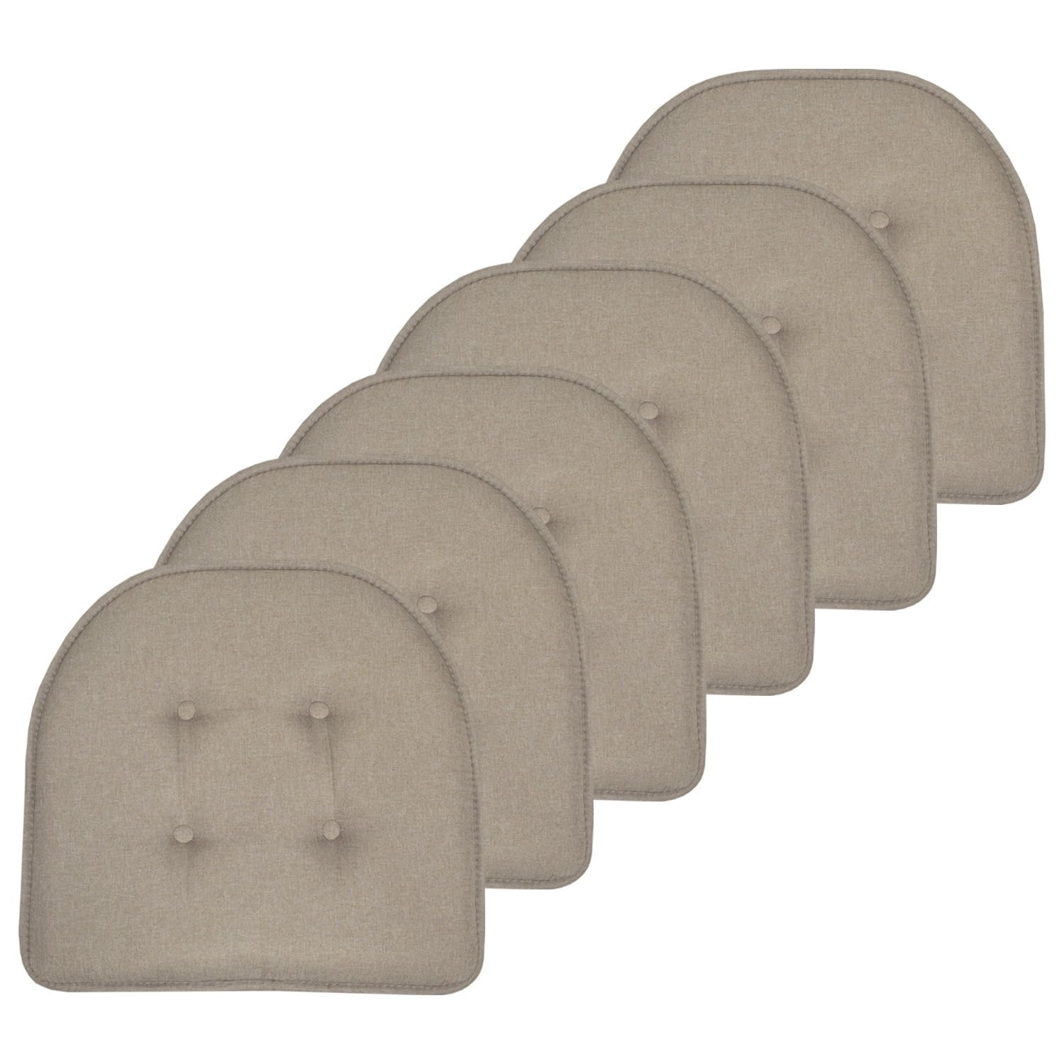 Photo 1 of Sweet Home Collection Chair Cushion Memory Foam Pads Tufted Slip Non Skid Rubber Back U-Shaped 17" x 16" Seat Cover, 6 Count (Pack of 1), Khaki Gray