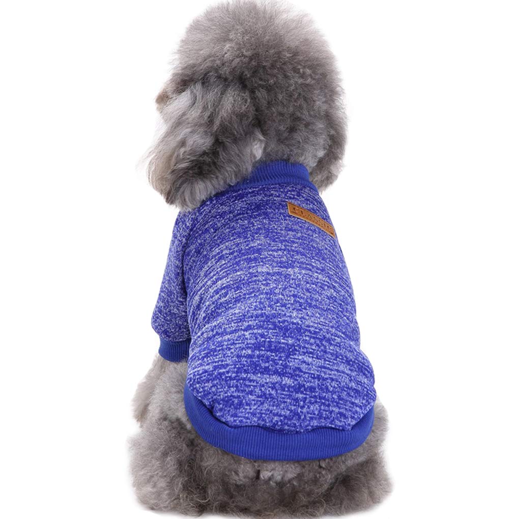 Pet Dog Classic Knitwear Sweater Warm Winter Puppy Pet Coat Soft Sweater Clothing for Small Dogs (XS, Dark Blue)