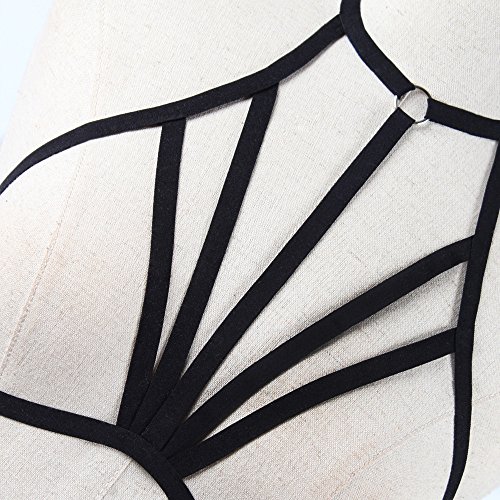 image for Maonet Women Sexy Body Chain Harness Strappy Lace Crop Top Lingerie Un