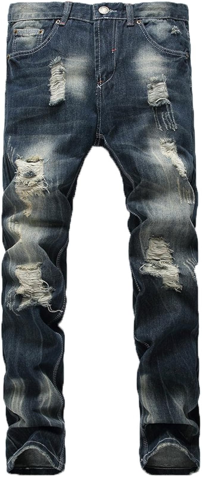 Herren Jeanshose Destroyed Denim Jeans Straight Slim Jeans Hose