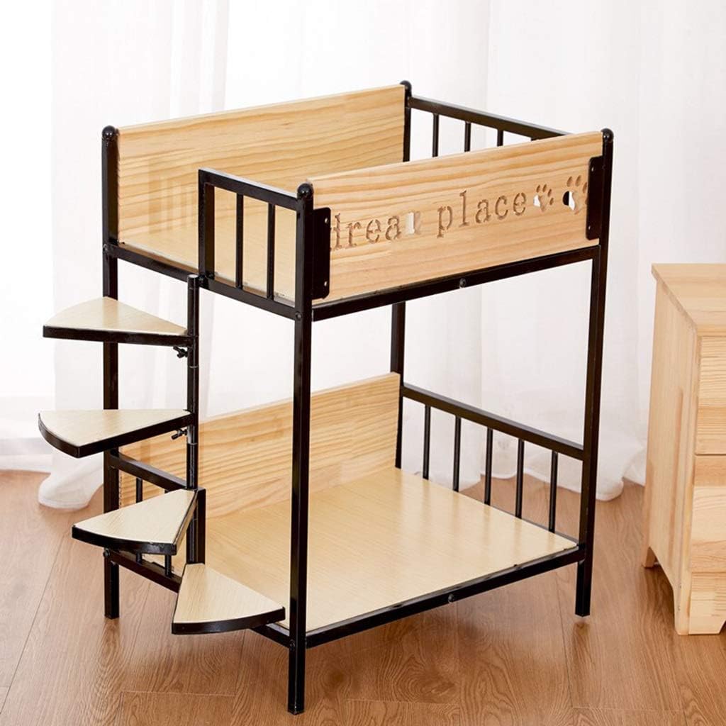 Dog Bed, Cat Bed, Pet Bed, Sturdy Wooden Board, Bunk Beds Are Suitable For More Pets, And High Fences Keep Pets Safe (Color : Black, Size : M)