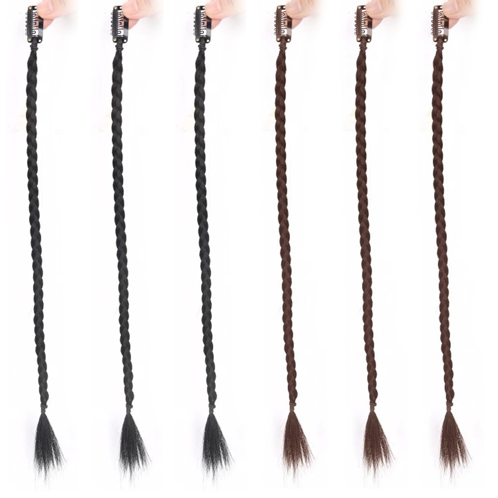 6Pcs Soft Baby Clip-In Hair Extensions - Beautiful Long Natural Tiny Braids for Women