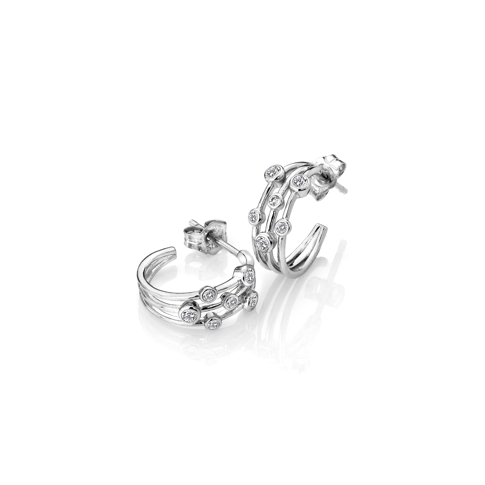 Hot Diamonds Tender Statement Topaz Hoop Earrings – Sterling Silver & White Topaz – Real Diamond Accent – 15mm Drop