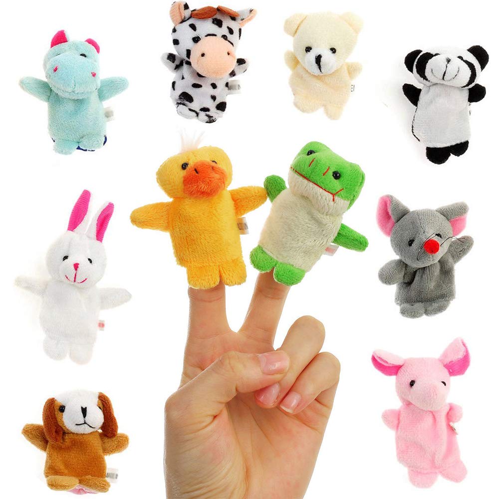 Genmine 10 Pcs Cute Animal Finger Puppets Soft Velvet Plush Dolls Props Toys for Children, Toddlers,Kids, Shows, Playtime, Schools