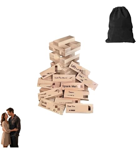 Lust Tower Jenga Game For Adults - 48 Piece Passion Tower Stacking Blocks Game For Couples And Adult Gatherings