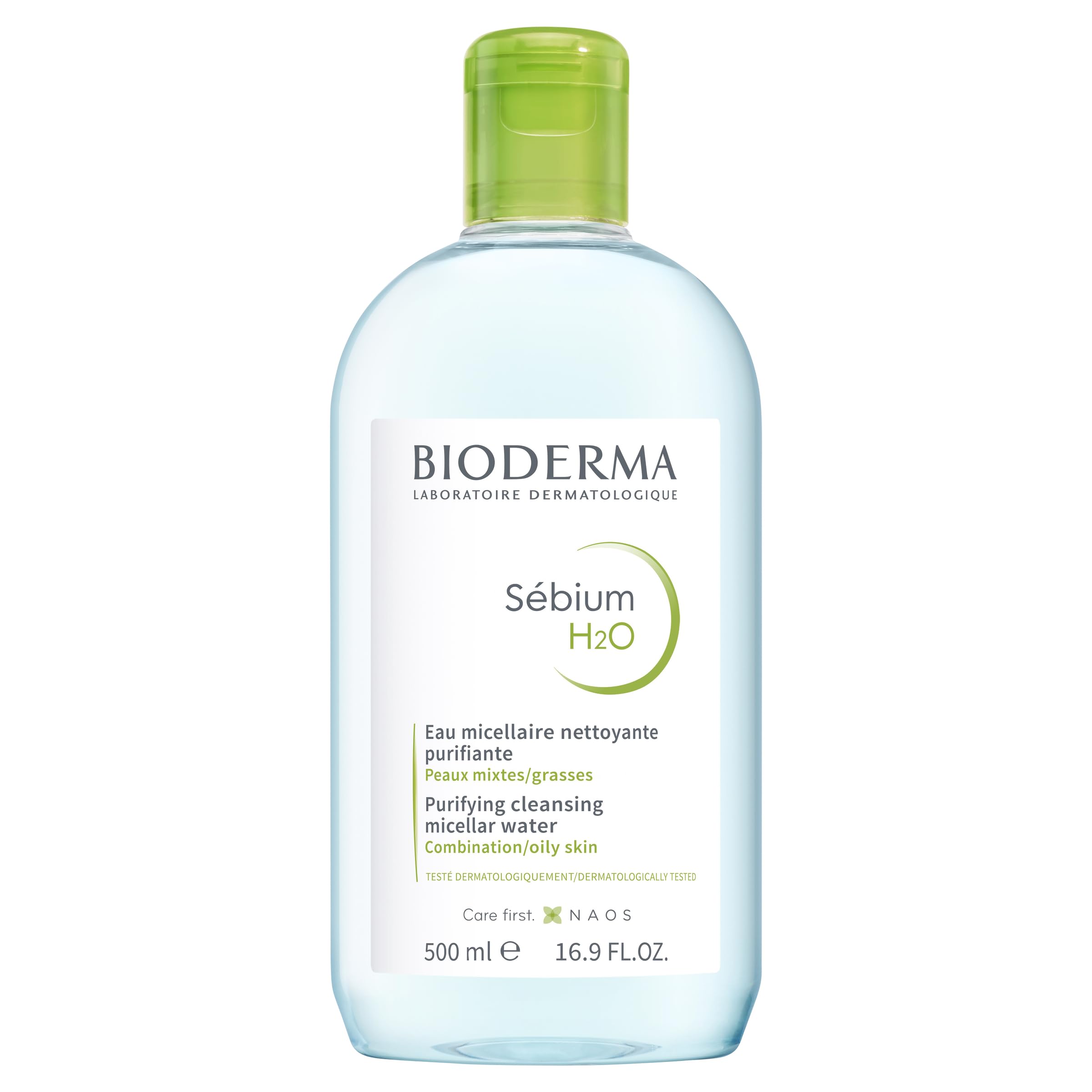 Bioderma Sébium H2O Micellar Water - Purifying Cleanser to Remove Make Up, Impurities & Pollution for Acne Prone, Oily & Combination Skin - Prevent Blemishes, 500ml