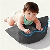 Funpkoser Tummy Time Prop for Infants | Baby Gas and Colic Relief with Memory Foam Support | for Neck, Shoulder & Body Development | Machine Washable Cover - Grey