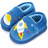ESTAMICO Girls Cute Cartoon Slippers with Memory Foam Kids Plush Warm Winter House Shoes