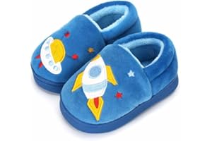 ESTAMICO Girls Cute Cartoon Slippers with Memory Foam Kids Plush Warm Winter House Shoes