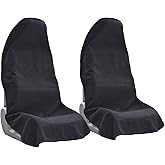 Car Seat Covers Universal Car Protective Front Seat Covers Washable Non-Slip Seat Protectors for Gym Workouts,Waterproof and Sweatproof Towel Seat Covers for Cars,Trucks, Jeeps (2 Pack Black)