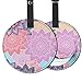 Cheliz PU Leather Round Luggage Tags Suitcase Labels Bag - Set of 2 (Colorful Flower-2)