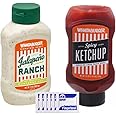 Whataburger Signature Sauce 2-PACK Bundle, One (1) 14 fl oz Whataburger Spicy Jalapeno Ranch Sauce, One (1) 20 fl oz Whataburger Spicy Ketchup, & Six (6) Wet Wipe Towelettes