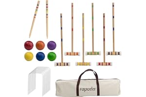 ropoda Six-Player Croquet Set with Wooden Mallets, Colored Balls, Sturdy Carrying Bag for Adults &Kids, Perfect for Lawn,Backyard,Park and More