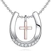 ASTRKIP Diamond Horseshoe Necklace Sterling Silver Lucky Horse Shoe Jewelry Gift for Women