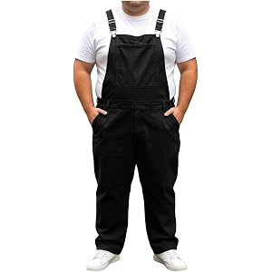 Men's Denim Bib Overalls Slim Fit Stretchy Straight Leg Fashion Jean Jumpsuit Casual Denim Work Overall